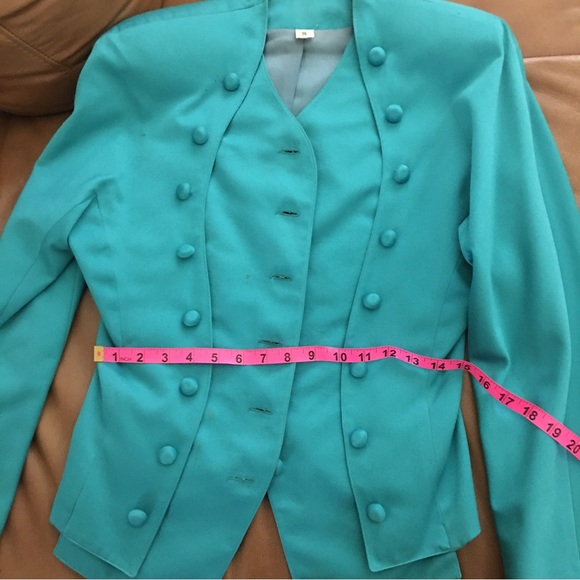 2-piece garment dress skirt suit fully lined size S color teal - Picture 11 of 16